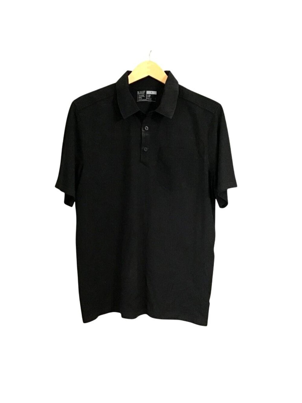 5.11 TACTICAL MENS BLACKSHORT SLEEVE FRONT POCKET POLO SHIRT SIZE LARGE